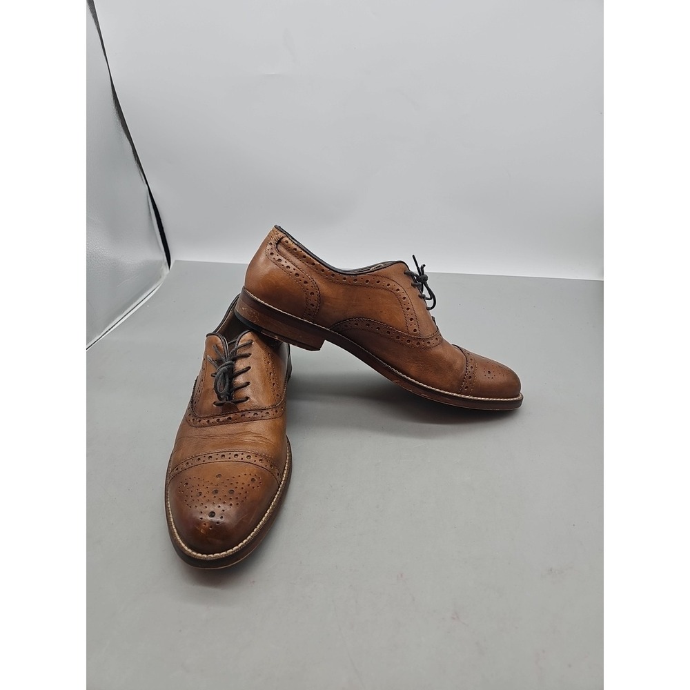 Aston Grey Collection Kobe Brown Leather Cap Toe Lace Up Men's Oxfords Size 10 M